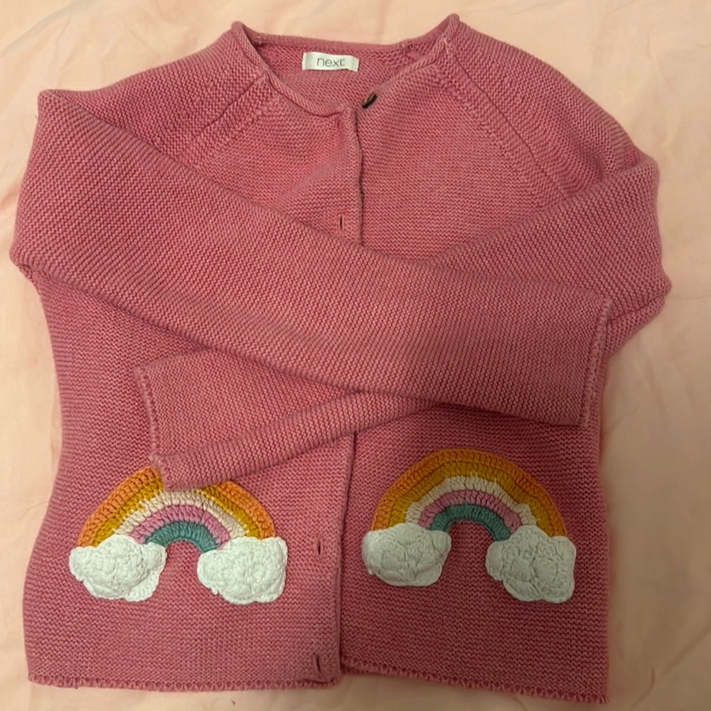Pink Girl rainbow knit sweater by Next UK